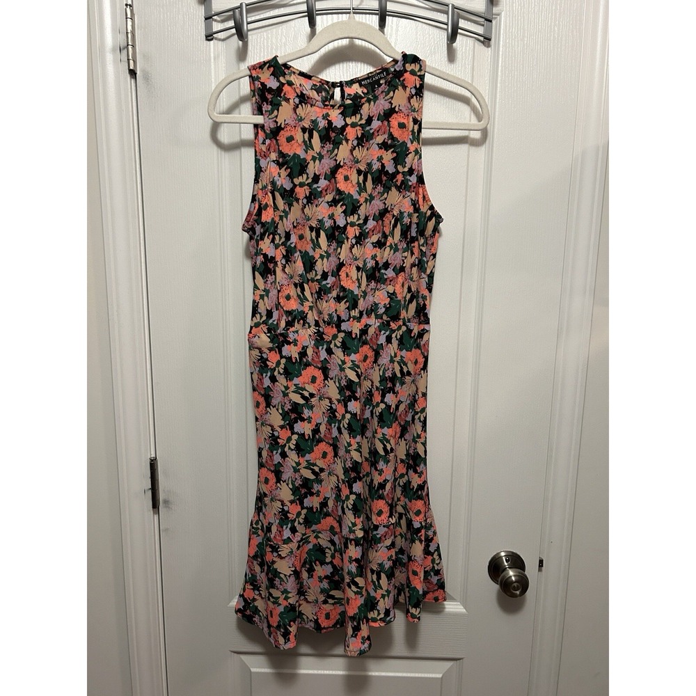 J. Crew Mermaid Floral Dress Women's 6 Pink Black Green Back Zip Preppy